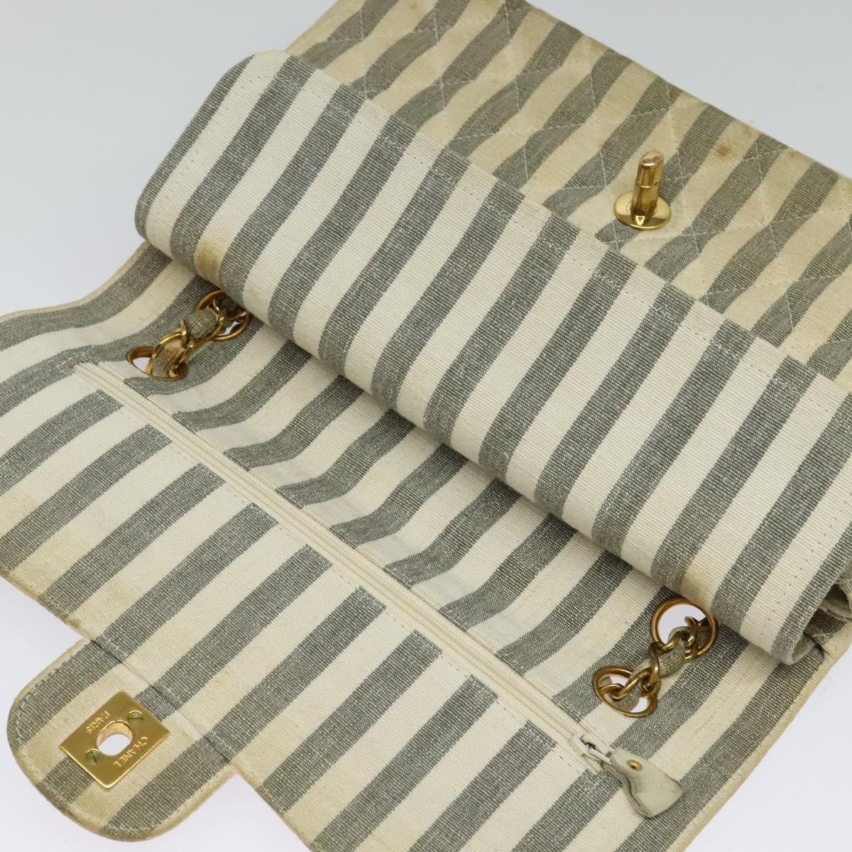 Chanel Vintage Classic Double Flap Bag Quilted Denim, GRAY, CANVAS, Handbag