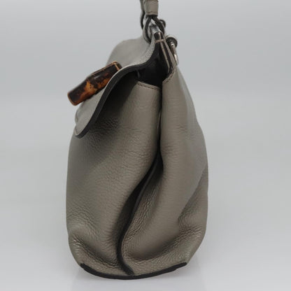 Gucci Bamboo Daily Top Handle Bag Leather, GRAY, LEATHER, Handbag