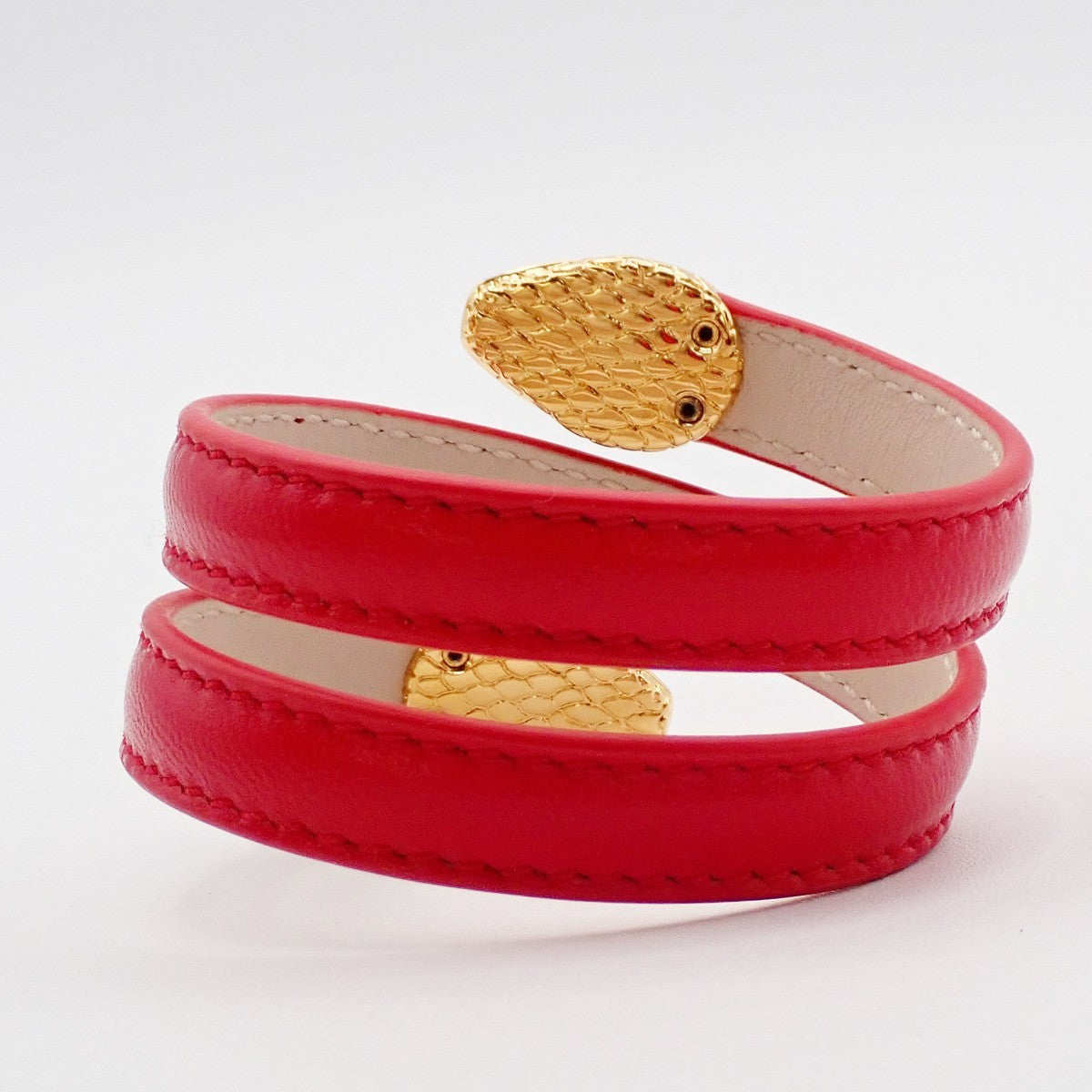 Bvlgari Serpenti Forever Double Wrap Bracelet Leather, RED, LEATHER, Bracelet