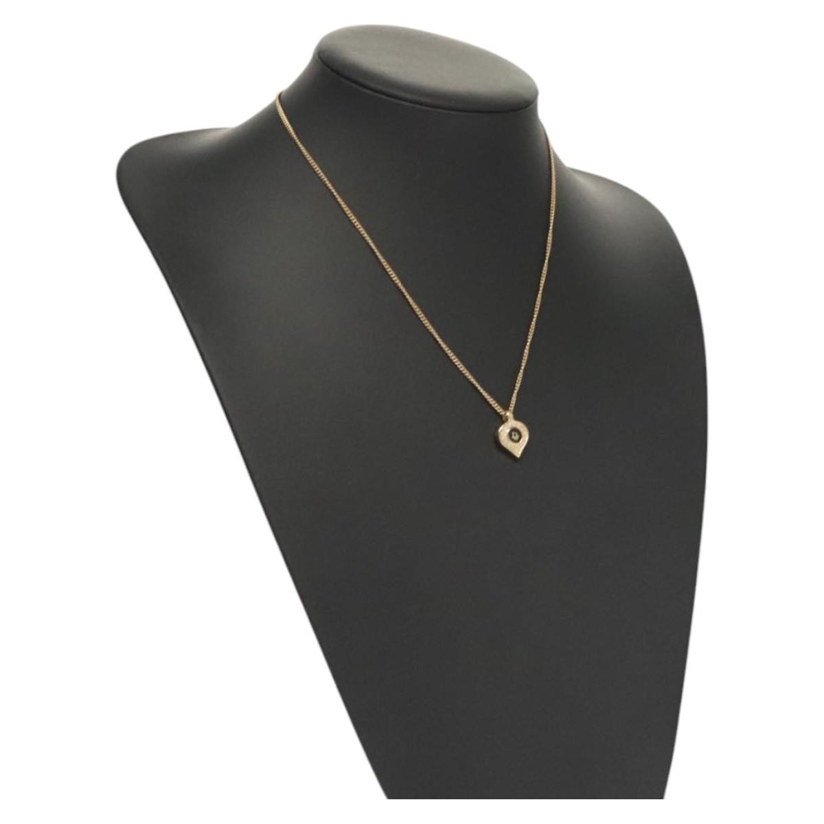 Christian Dior Logo Heart Pendant Necklace Metal, GOLD, METAL, Necklace