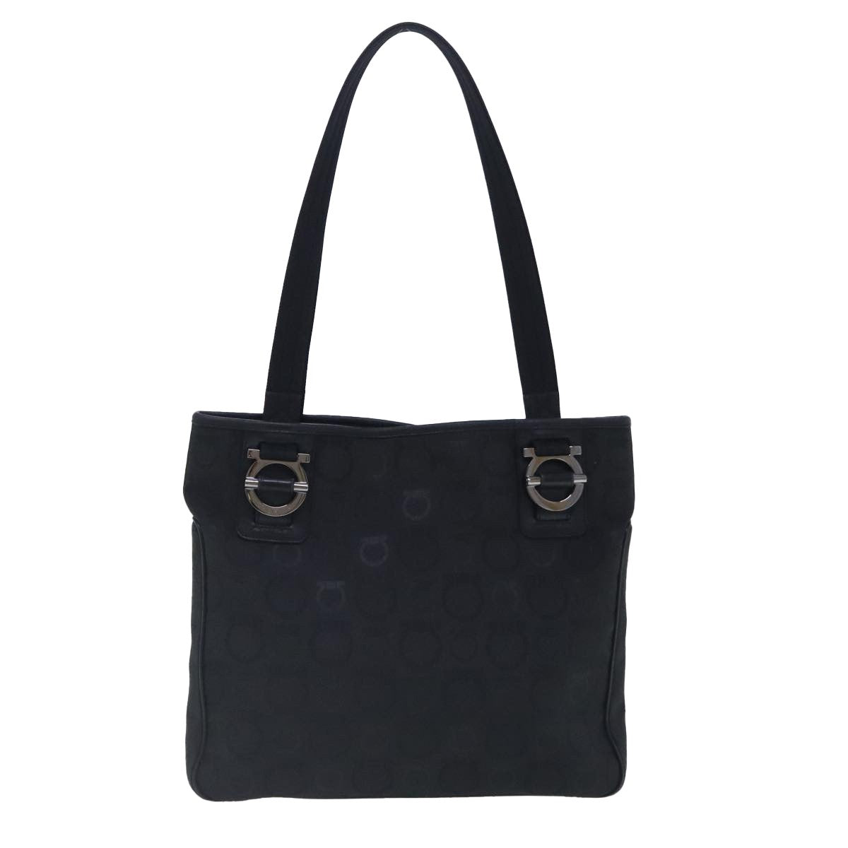 Salvatore Ferragamo Gancini Tote Gancini Canvas, BLACK, CANVAS, Tote bag