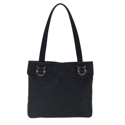 Salvatore Ferragamo Gancini Tote Gancini Canvas, BLACK, CANVAS, Tote bag