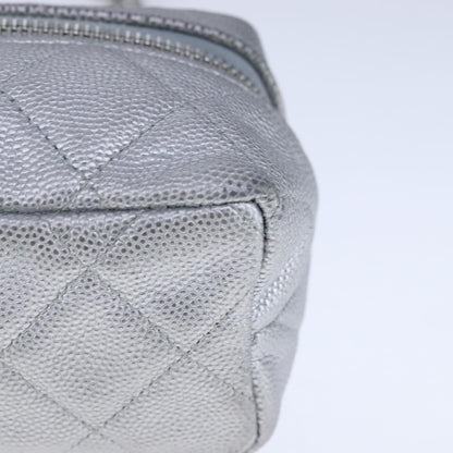 Chanel Classic Vanity Case with Chain Quilted Caviar, Silver, Leather, Shoulder Bag