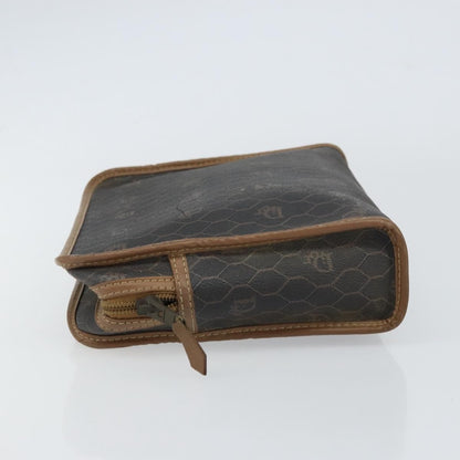 Christian Dior Vintage Honeycomb Zip Pouch Canvas and Leather, BLACK, CANVAS, Clutche & pouche