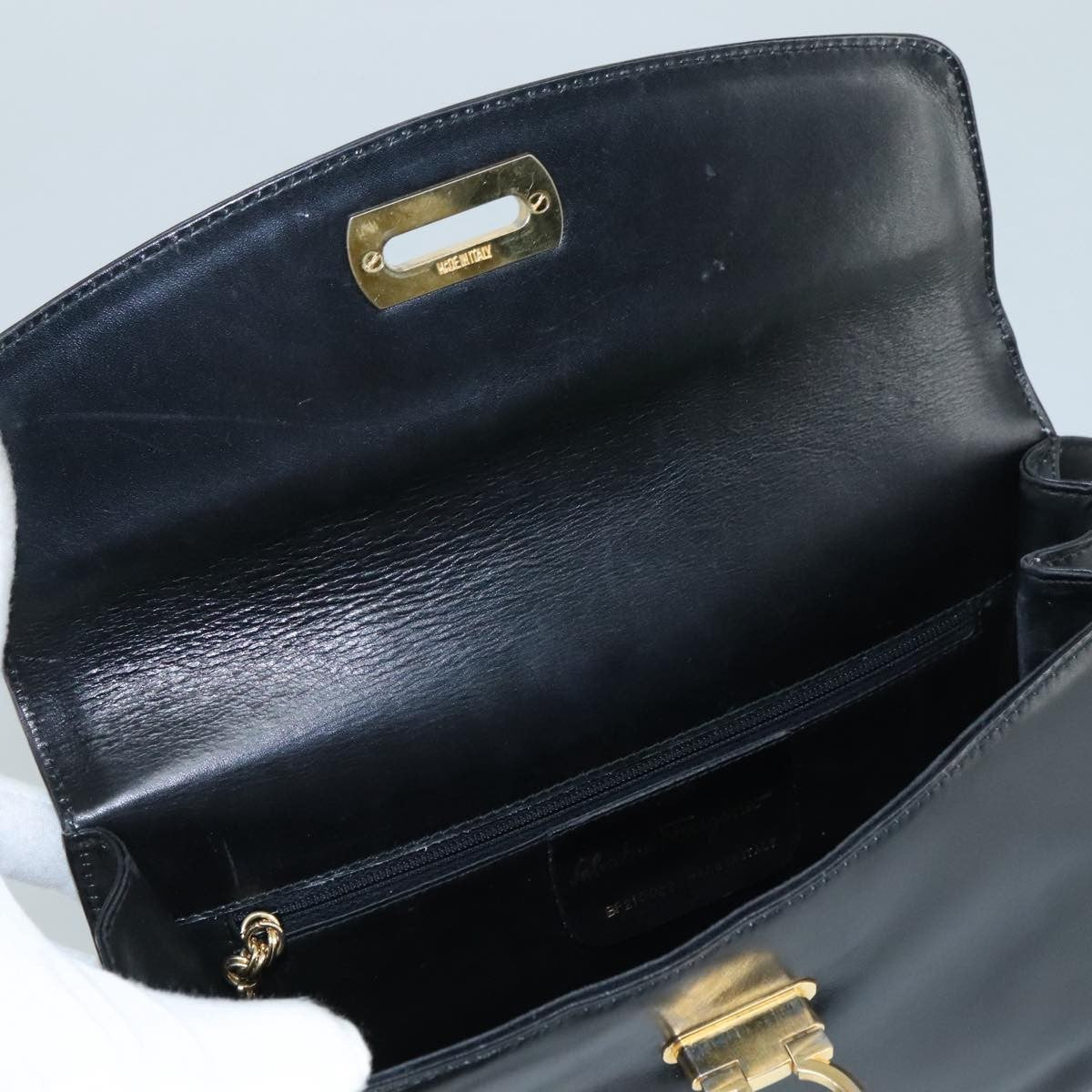 Salvatore Ferragamo Gancini Flap Shoulder bag Leather, Black, Leather, Shoulder Bag