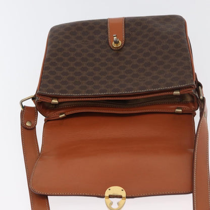Celine Vintage Macadam Shoulder Bag Canvas and Leather, Brown, Canvas, Handbag
