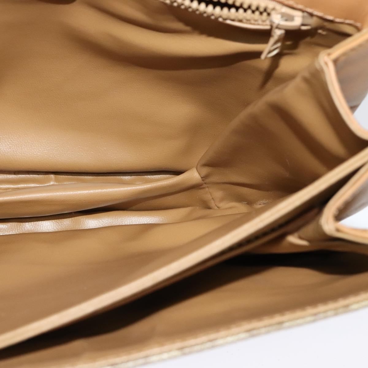 Celine Vintage Macadam Shoulder Bag Canvas and Leather, Beige, Canvas, Handbag