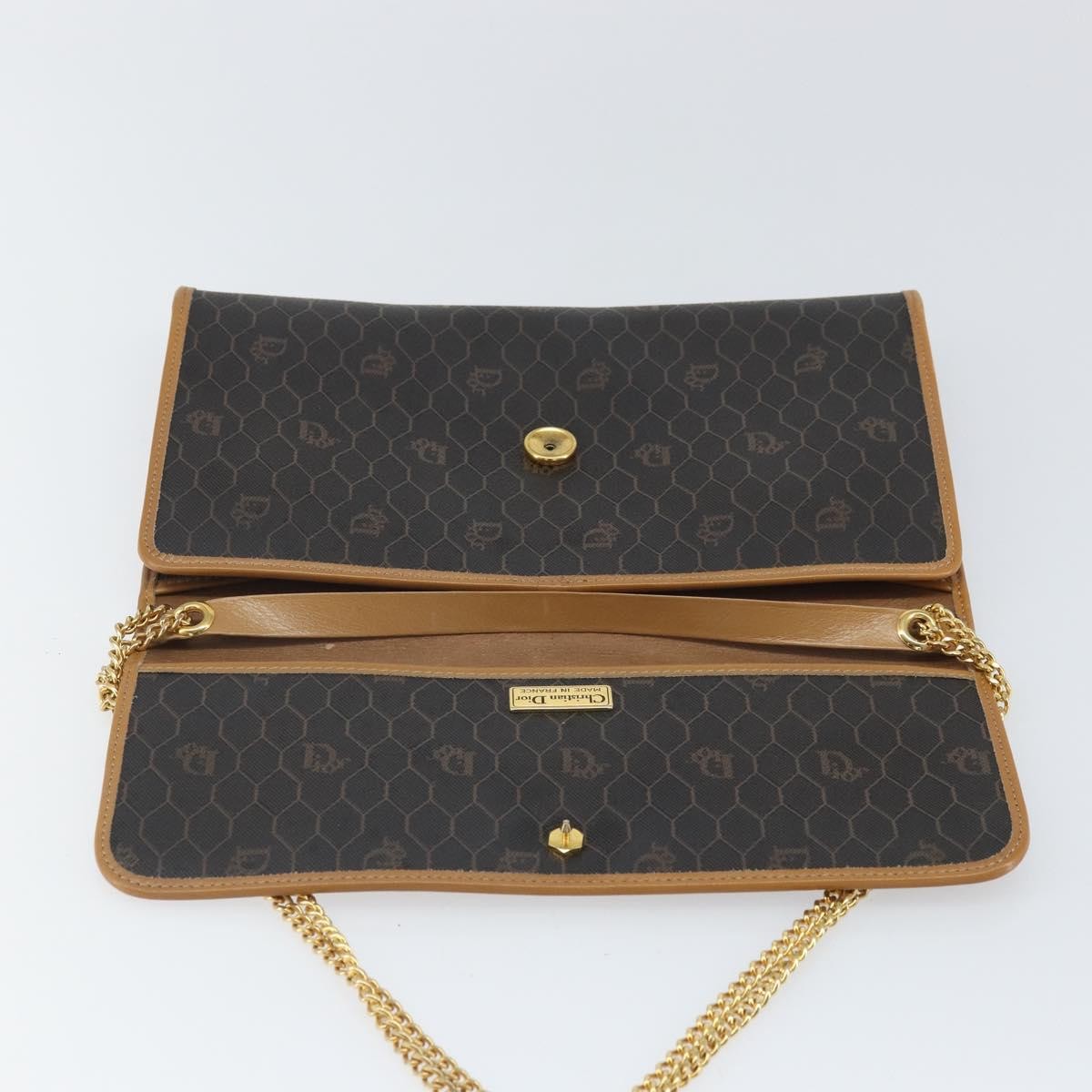 Christian Dior Vintage Honeycomb chain Canvas, BLACK, CANVAS, Shoulder bag