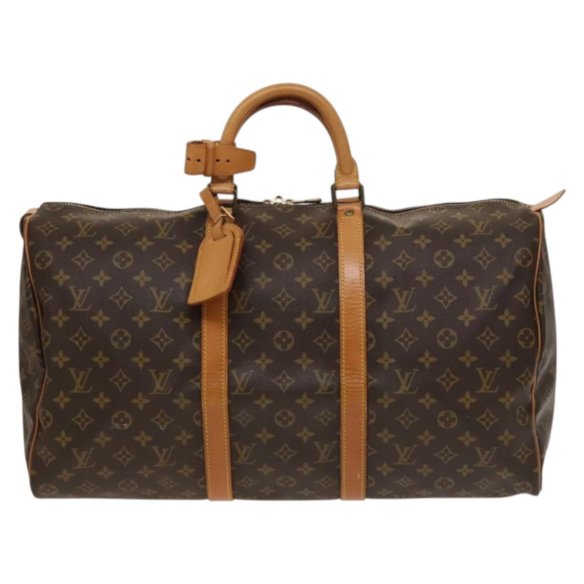 Louis Vuitton Keepall Bag Monogram Canvas, BROWN, CANVAS, Travel bag