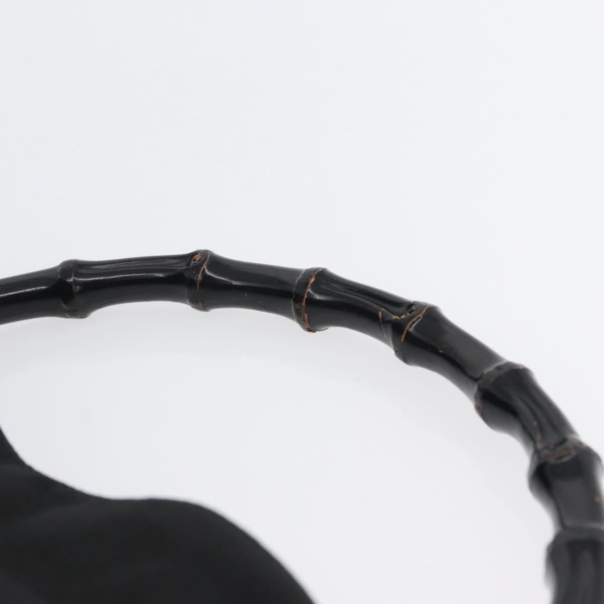 Gucci Vintage Bamboo Handle Bag Nylon, Black, Nylon, Handbag