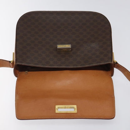 Celine Vintage Convertible Macadam Turnlock Shoulder Bag Canvas and Leather, BROWN, CANVAS, Shoulder bag