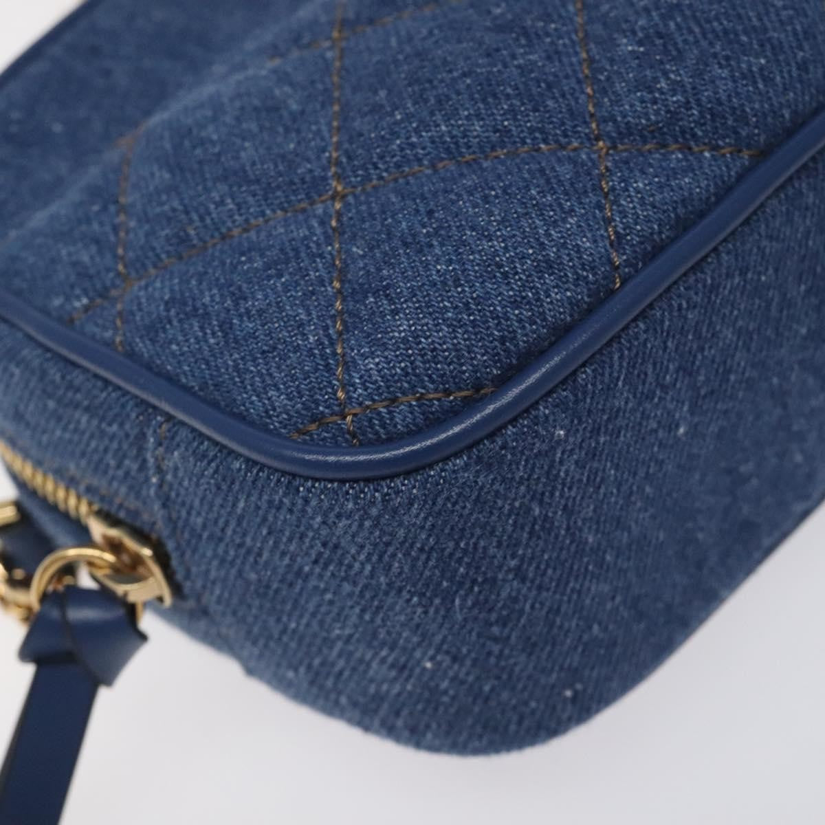 Versace Medusa Icon Front Slip Pocket Camera Bag Quilted Denim, BLUE, DENIM_JEANS, Crossbody bag