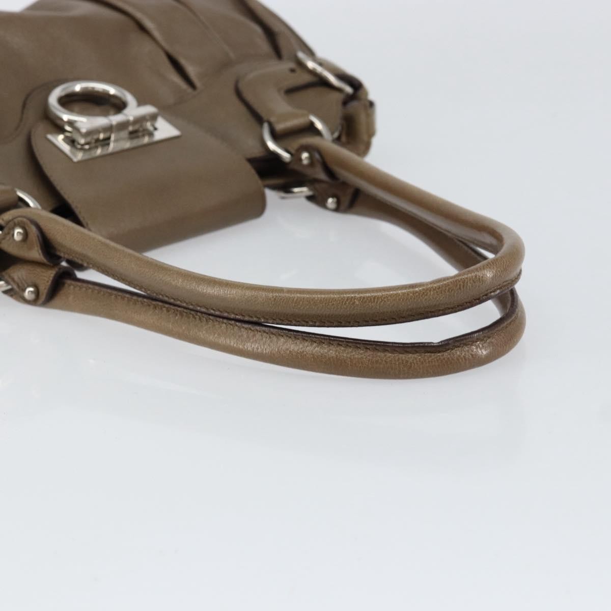 Salvatore Ferragamo Gancini handbag Leather, BROWN, LEATHER, Handbag