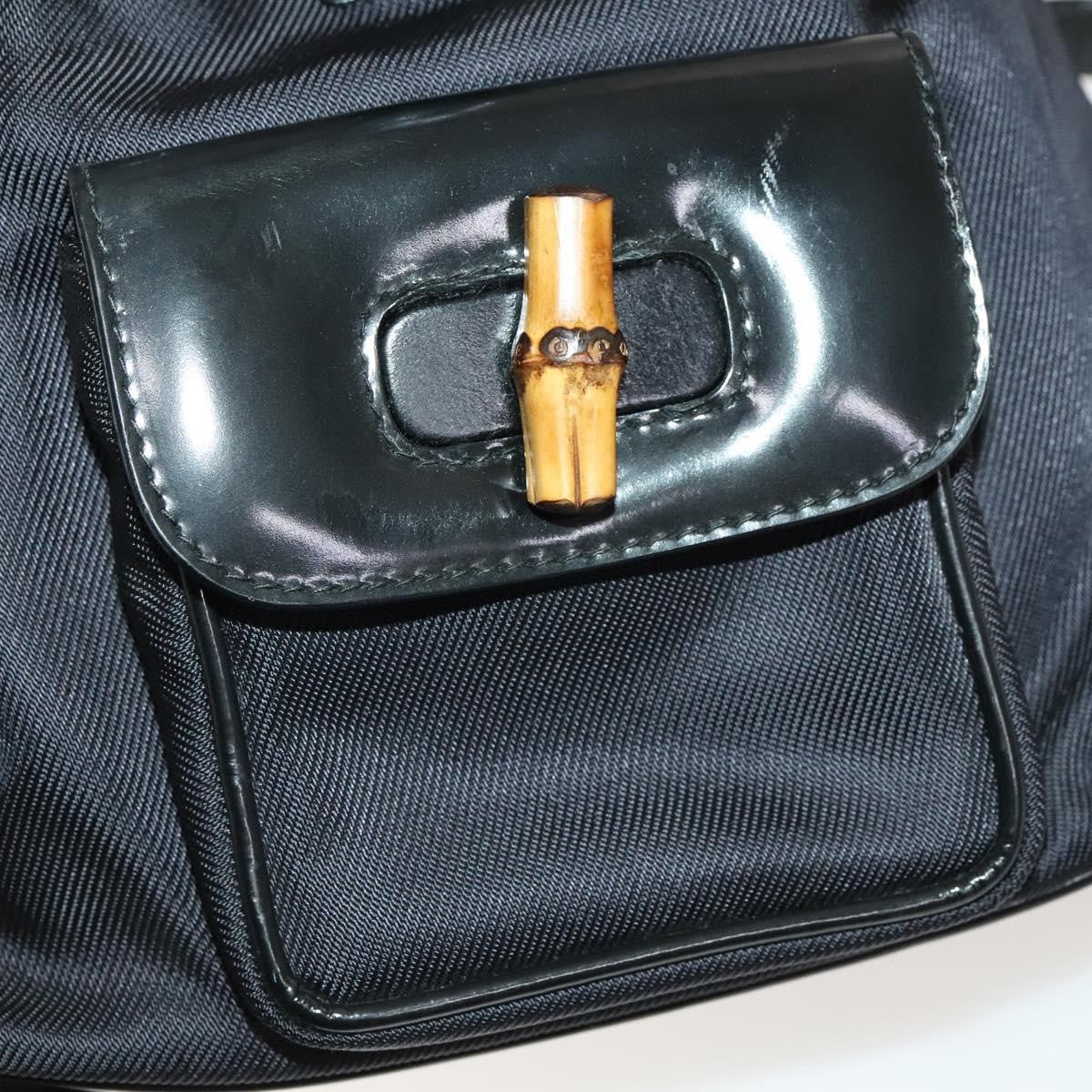 Gucci Vintage Bamboo Backpack Canvas and Leather, BLACK, CANVAS, Backpack