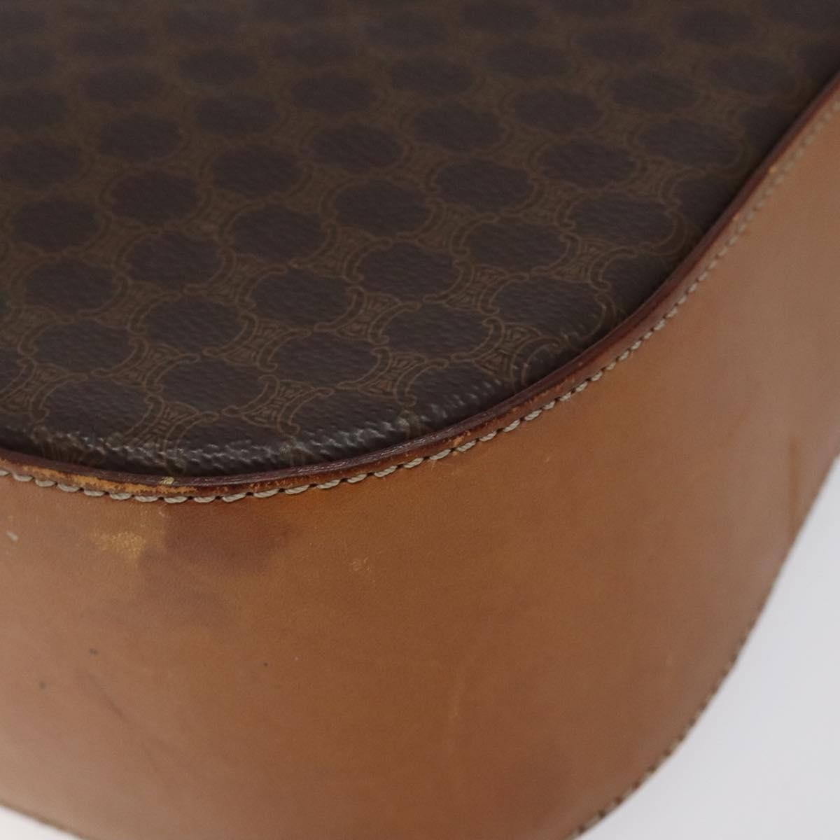 Celine Vintage Convertible Macadam Turnlock Shoulder Bag Canvas and Leather, BROWN, CANVAS, Shoulder bag