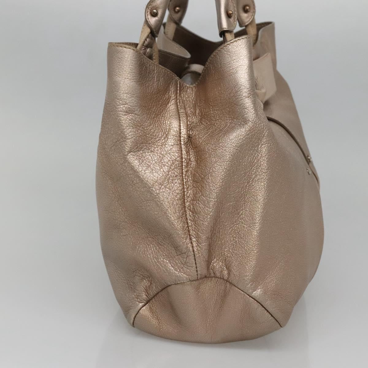 Salvatore Ferragamo Vala Leather, GOLD, LEATHER, Tote bag