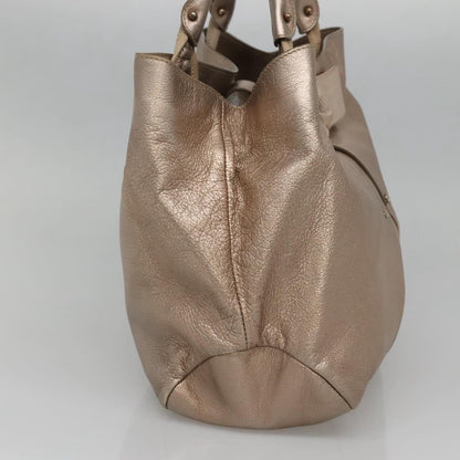 Salvatore Ferragamo Vala Leather, GOLD, LEATHER, Tote bag