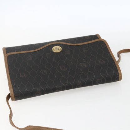 Christian Dior Vintage Honeycomb Flap Crossbody Bag Canvas and Leather, BLACK, CANVAS, Shoulder bag