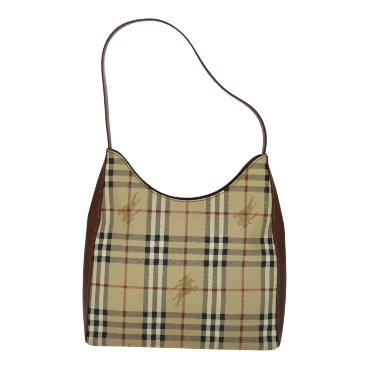 Burberry Shoulder Bag Haymarket Coated Canvas, BEIGE, PVC, Shoulder bag