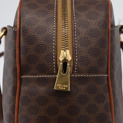 Celine Vintage Macadam Handbag Canvas and Leather, BROWN, CANVAS, Handbag