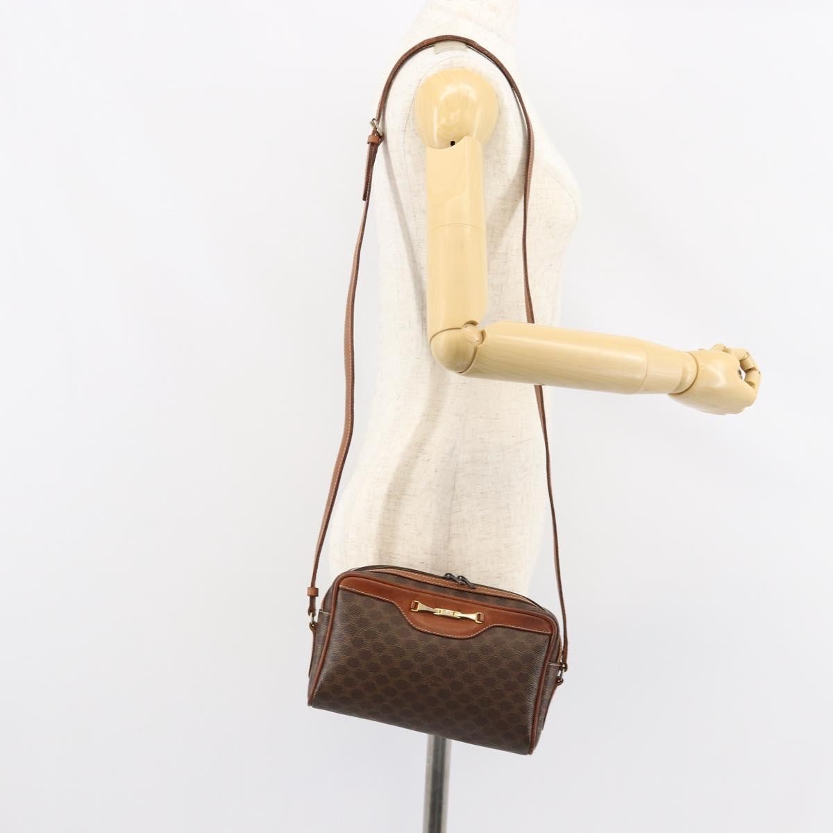 Celine Vintage Macadam Shoulder Bag Canvas and Leather, BROWN, CANVAS, Shoulder bag