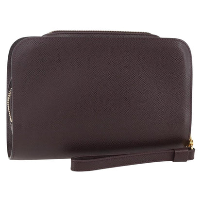 Louis Vuitton Pochette Baikal Clutch Taiga Leather, BROWN, LEATHER, Clutche & pouche