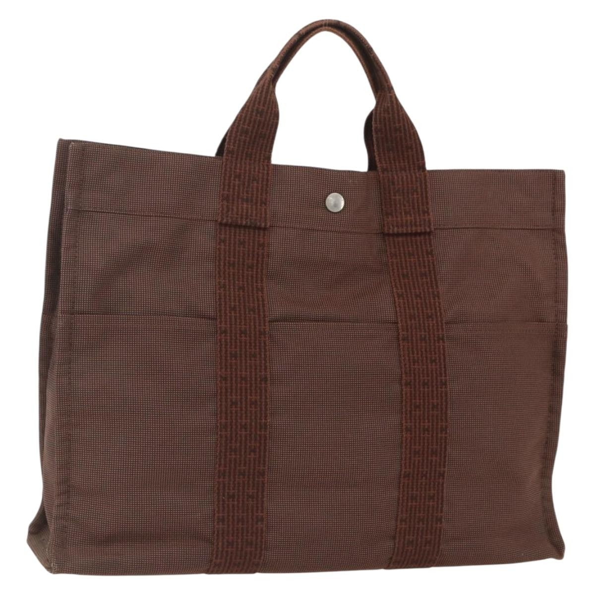 Hermes Fourre-tout Herline Canvas, BROWN, CANVAS, Tote bag