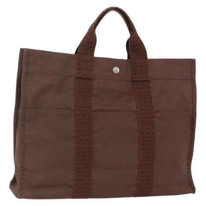 Hermes Fourre-tout Herline Canvas, BROWN, CANVAS, Tote bag