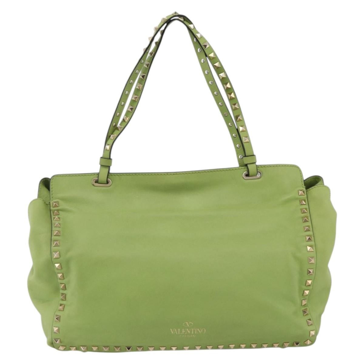 Valentino Garavani Rockstud Tote Textured Leather, GREEN, LEATHER, Tote bag