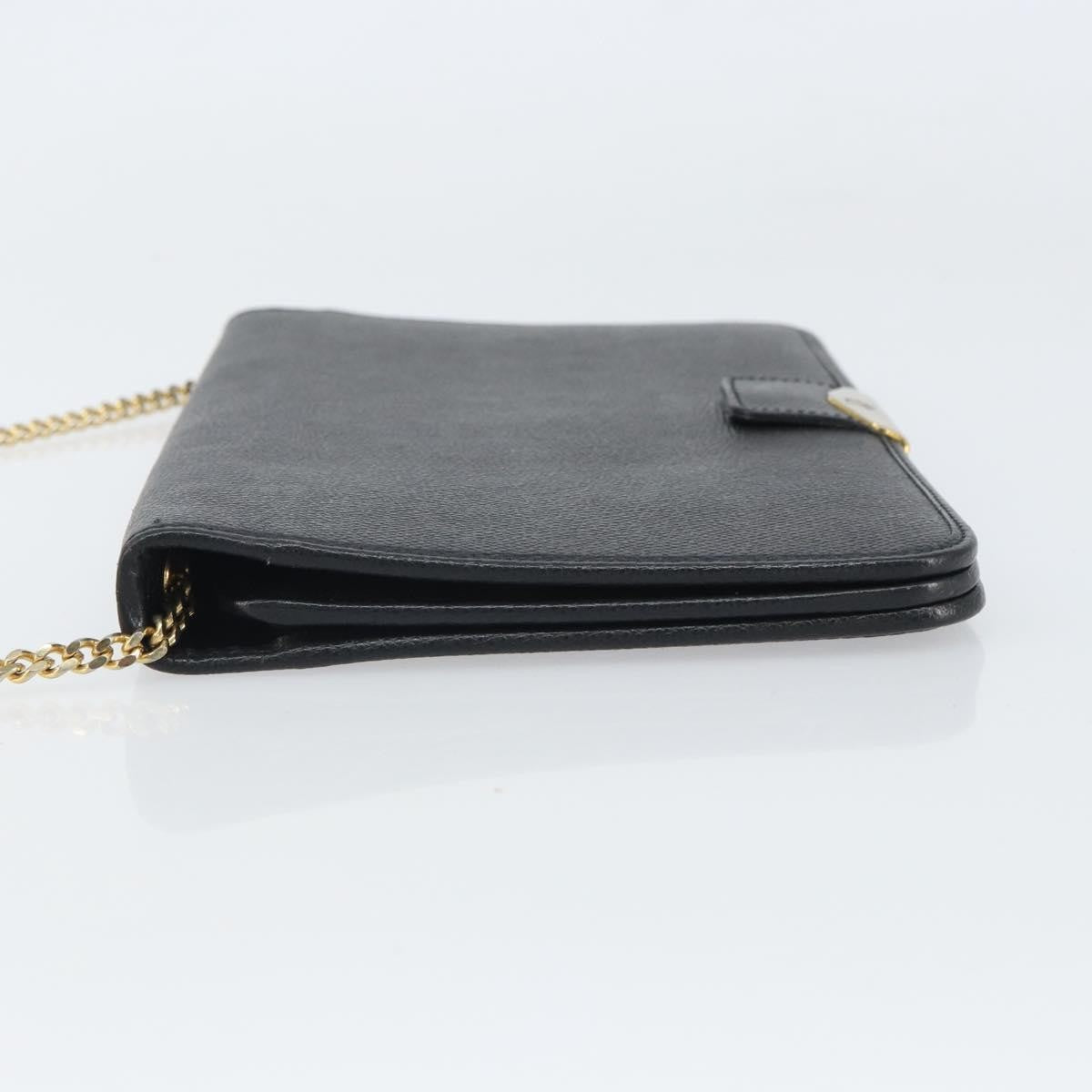 Christian Dior Vintage Chain Flap Shoulder Bag Leather, BLACK, LEATHER, Shoulder bag