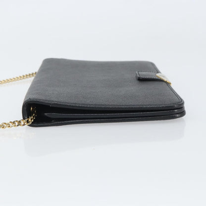 Christian Dior Vintage Chain Flap Shoulder Bag Leather, BLACK, LEATHER, Shoulder bag