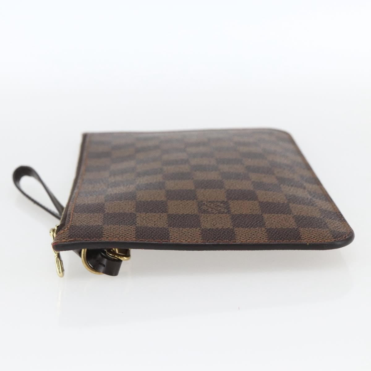 Louis Vuitton Neverfull Pochette Damier, BROWN, CANVAS, Clutche & pouche