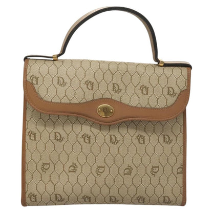 Christian Dior Vintage Honeycomb Handbag Canvas Leather, BEIGE, CANVAS, Handbag