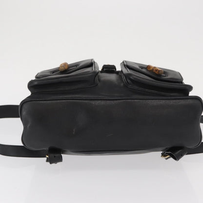 Gucci Vintage Bamboo Backpack Leather, BLACK, LEATHER, Backpack