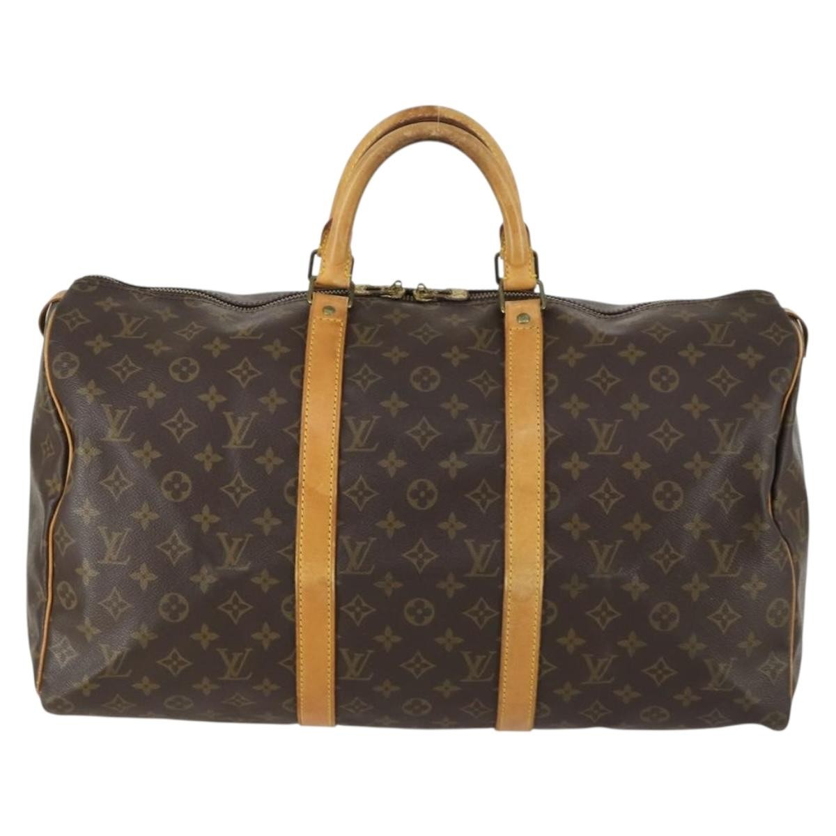 Louis Vuitton Keepall Bag Monogram Canvas, BROWN, CANVAS, Travel bag