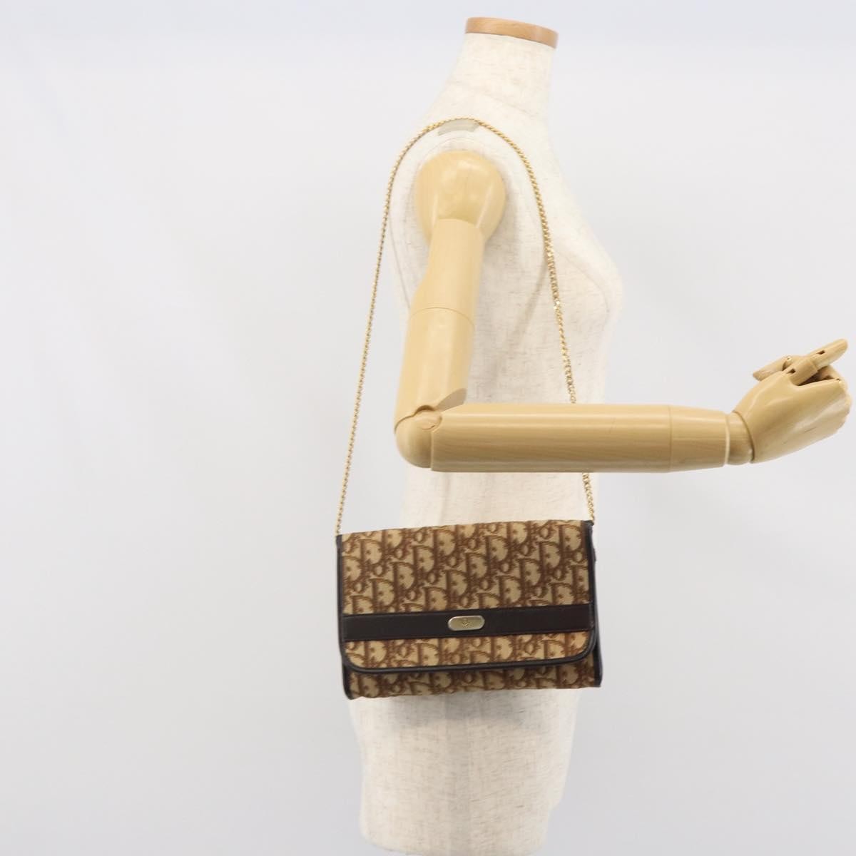 Christian Dior Vintage Trotteur Chain shoulder bag Canvas, BEIGE, CANVAS, Shoulder bag