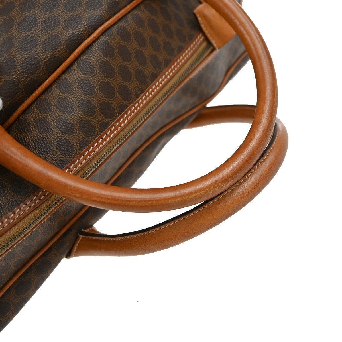 Celine Vintage Macadam Boston bag Canvas and Leather, BROWN, CANVAS, Travel bag