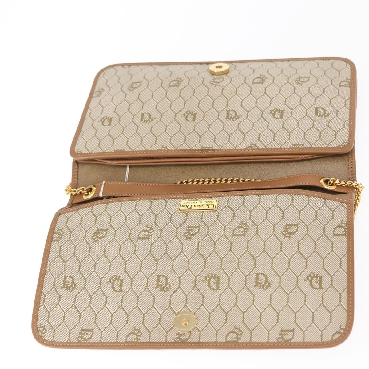 Christian Dior Vintage Honeycomb chain Canvas, BEIGE, CANVAS, Shoulder bag