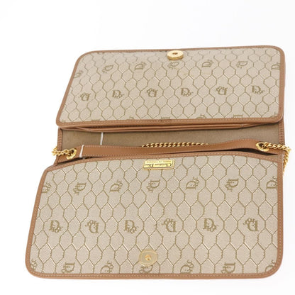 Christian Dior Vintage Honeycomb chain Canvas, BEIGE, CANVAS, Shoulder bag