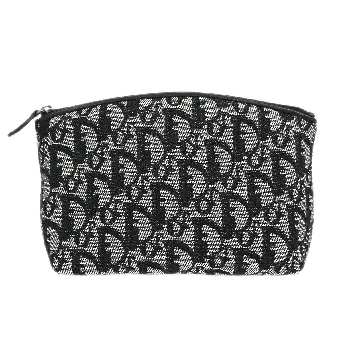 Christian Dior Vintage Trotter Pouch Diorissimo Canvas, Gray, Canvas, Clutch