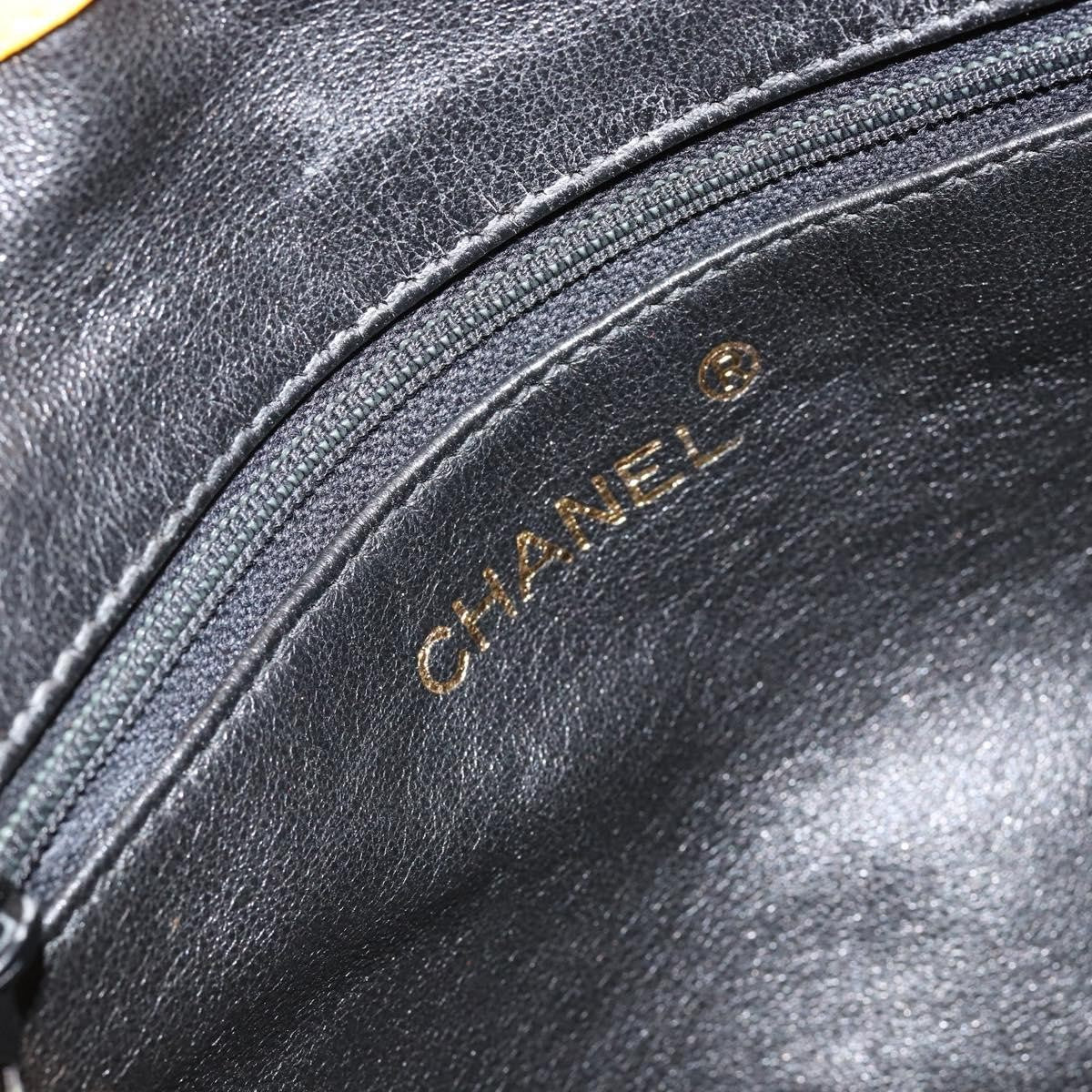 Chanel Vintage CC Fold Over Shoulder Bag Quilted Lambskin, YELLOW, LEATHER, Shoulder bag