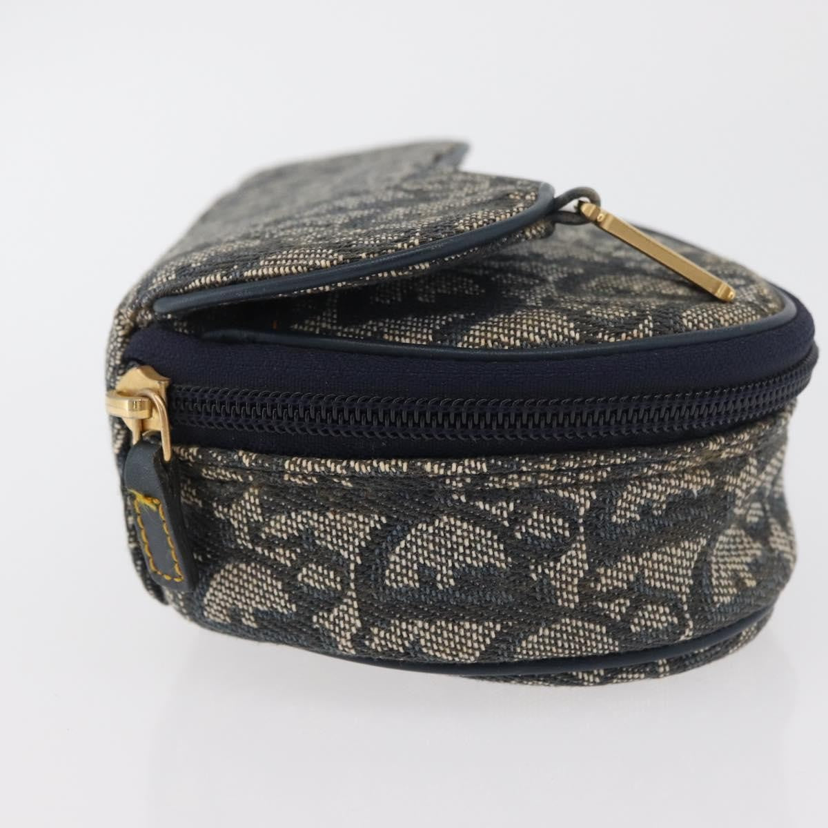 Christian Dior Vintage Saddle Coin Purse Diorissimo Canvas, Navy, Canvas, Clutch