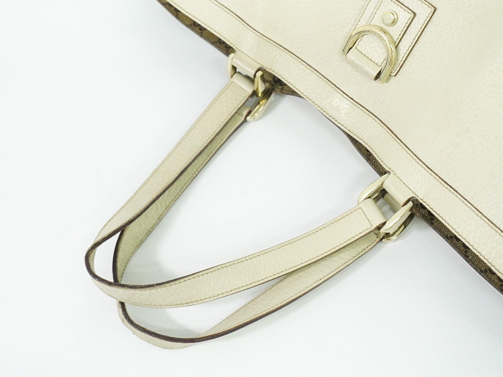 Gucci Abbey Leather with Gold hardware, ECRU, LEATHER, Tote bag