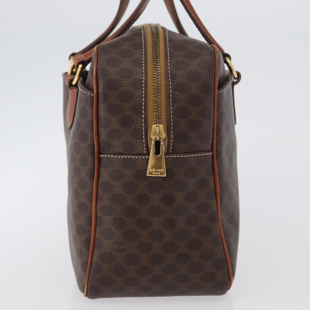 Celine Vintage Macadam Handbag Canvas and Leather, BROWN, CANVAS, Handbag