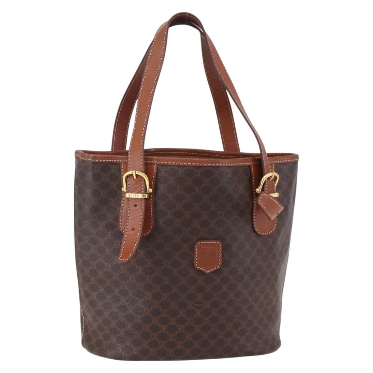 Celine Vintage Macadam Tote bag Canvas, BROWN, CANVAS, Tote bag