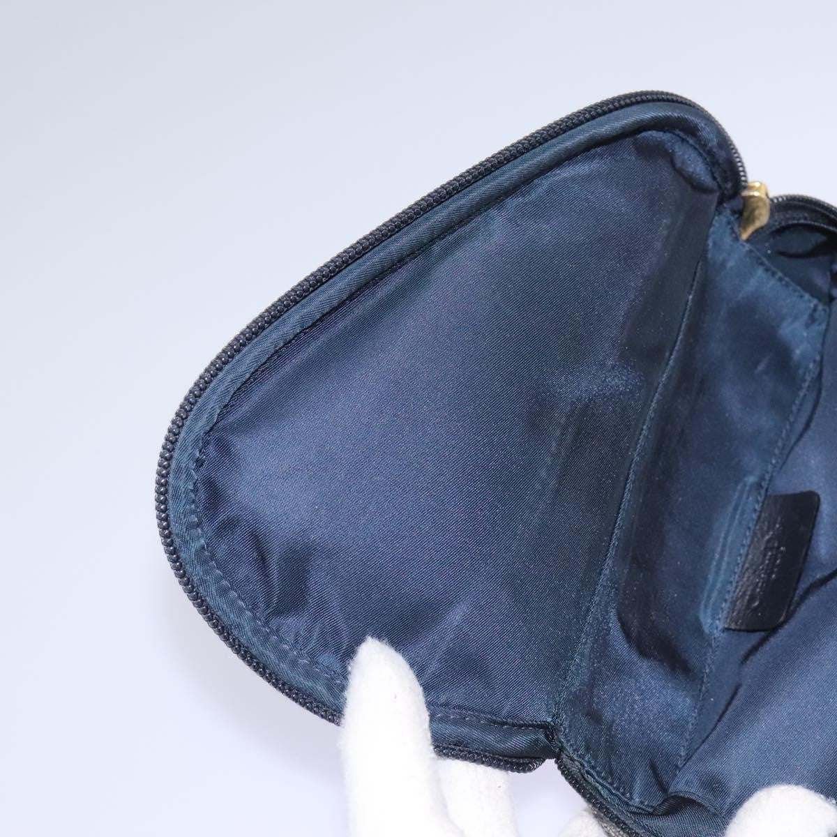 Christian Dior Vintage Saddle Coin Purse Diorissimo Canvas, NAVY, CANVAS, Clutche & pouche