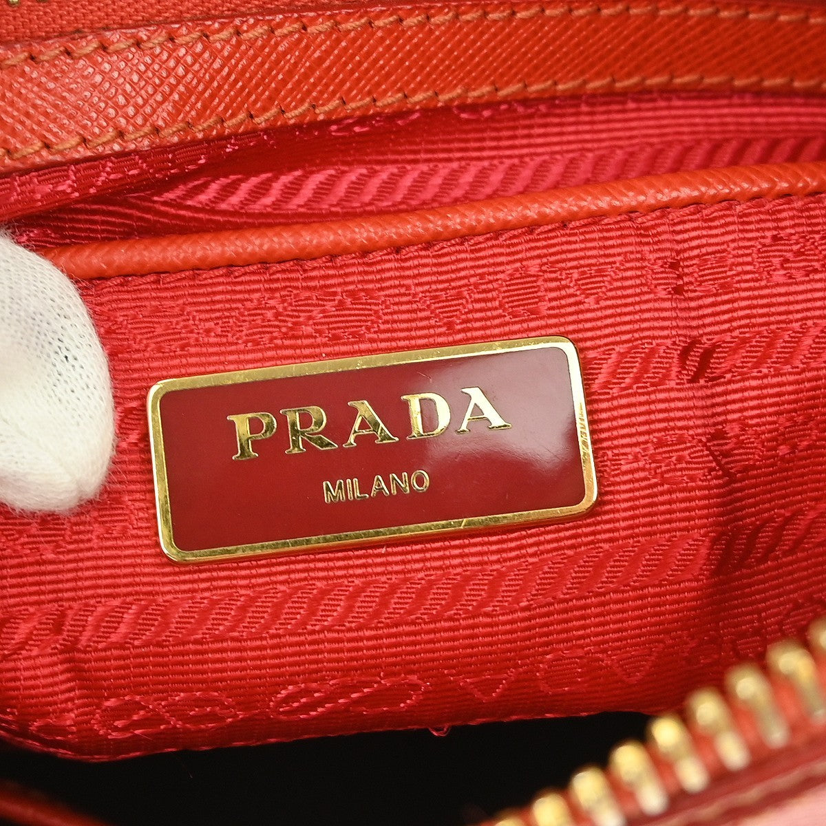 Prada Lux Zip Hobo Saffiano Leather, RED, LEATHER, Shoulder bag