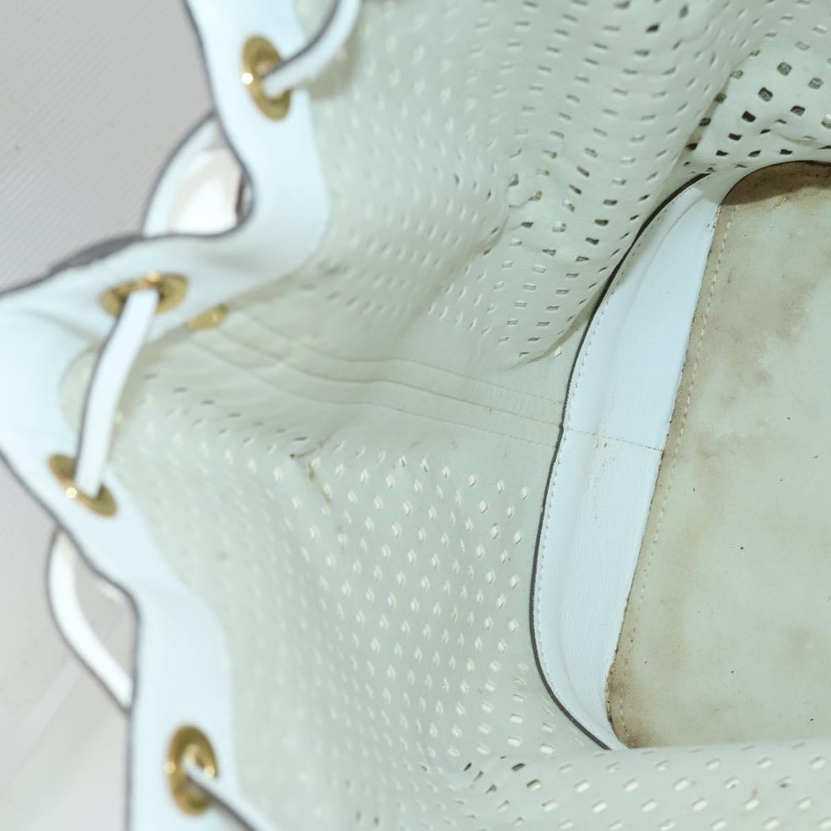 Louis Vuitton Flore Noe Handbag Perforated Leather, WHITE, LEATHER, Shoulder bag