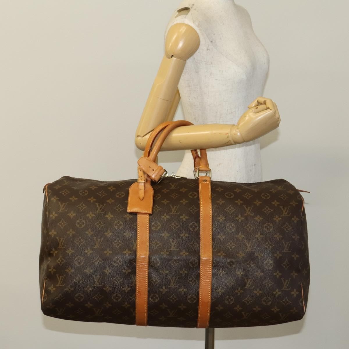 Louis Vuitton Keepall Bag Monogram Canvas, BROWN, CANVAS, Travel bag
