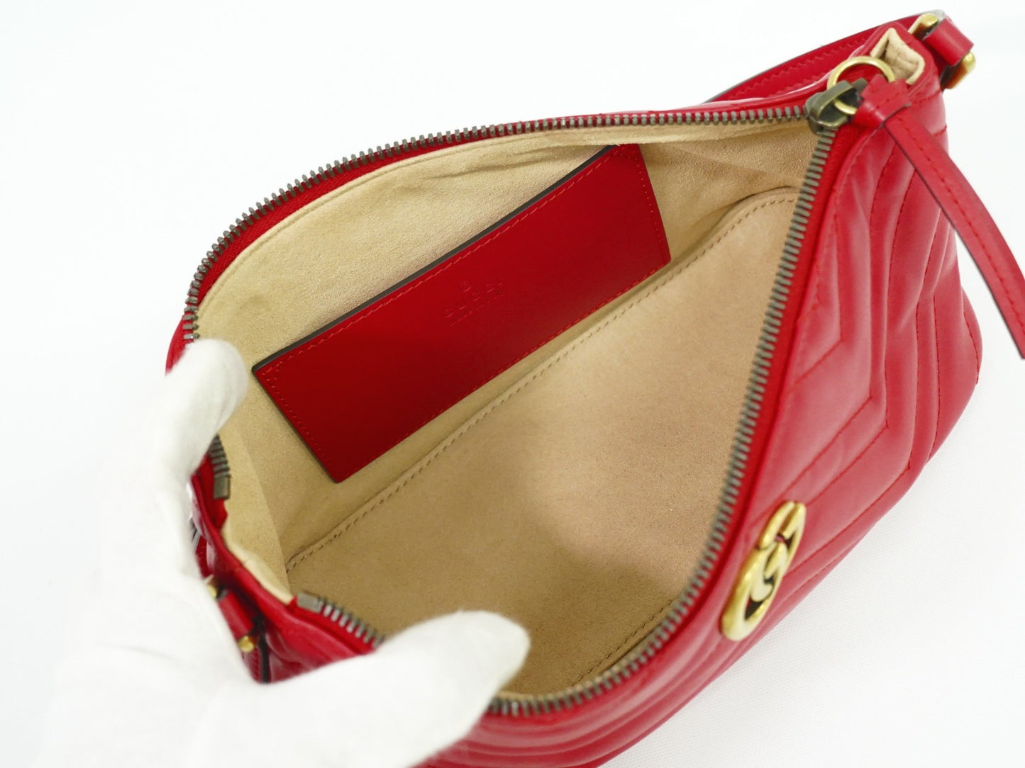 Gucci GG Marmont Shoulder Bag Leather, RED, LEATHER, Shoulder bag